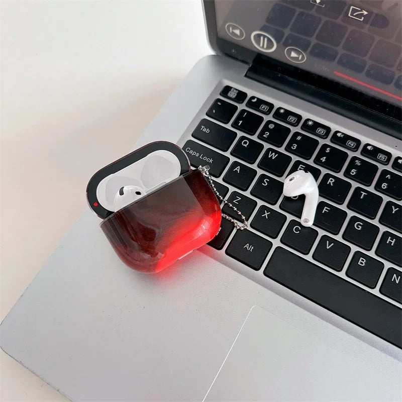For AirPods Airpod 4 3 2 1 Pro 2 Case Luminous Shiny Quicksand Earphone Cover Headphone Moving Sand Funda Protective Hard Bag