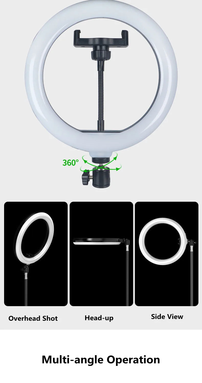 13" RGB Selfie Ring Light Tripod Stand Phone Holder Dimmable LED Ringlight for Live Stream/Makeup/YouTube/Photography