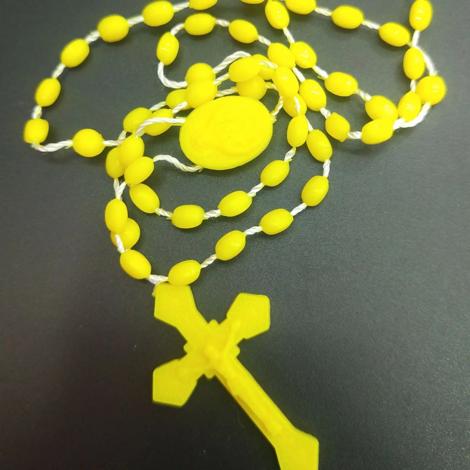 Luminous Glowing Rosary Necklace Plastic Catholic Cross Necklace Religious