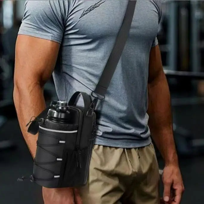 Magnetic Water Bottle Sling Bag Adjustable Large Capacity Gym Bottle Bag Waterproof Convenience Crossbody Sports Bag Gym For Men