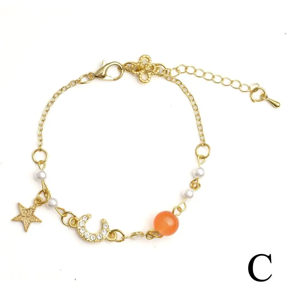Korean Zircon Pearl Star Moon Bracelets For Women Cute Elegant Bow Adjustable Bracelet Bangle Girls Fashion Jewelry Party Gift
