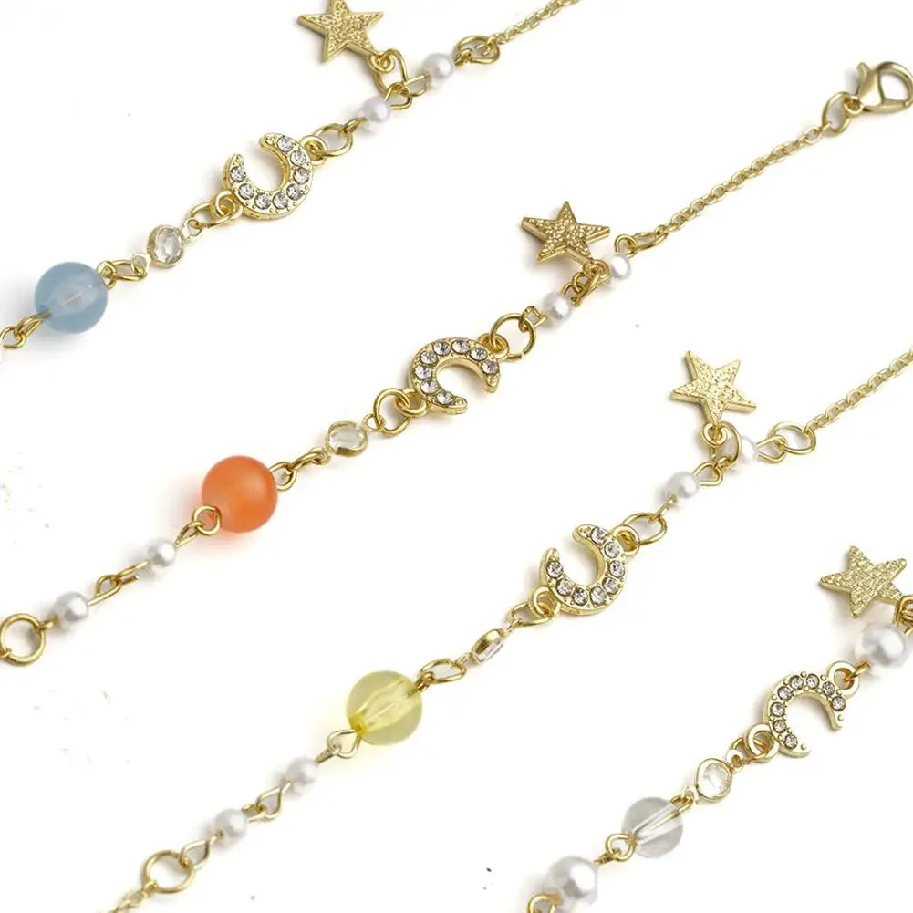 Korean Zircon Pearl Star Moon Bracelets For Women Cute Elegant Bow Adjustable Bracelet Bangle Girls Fashion Jewelry Party Gift