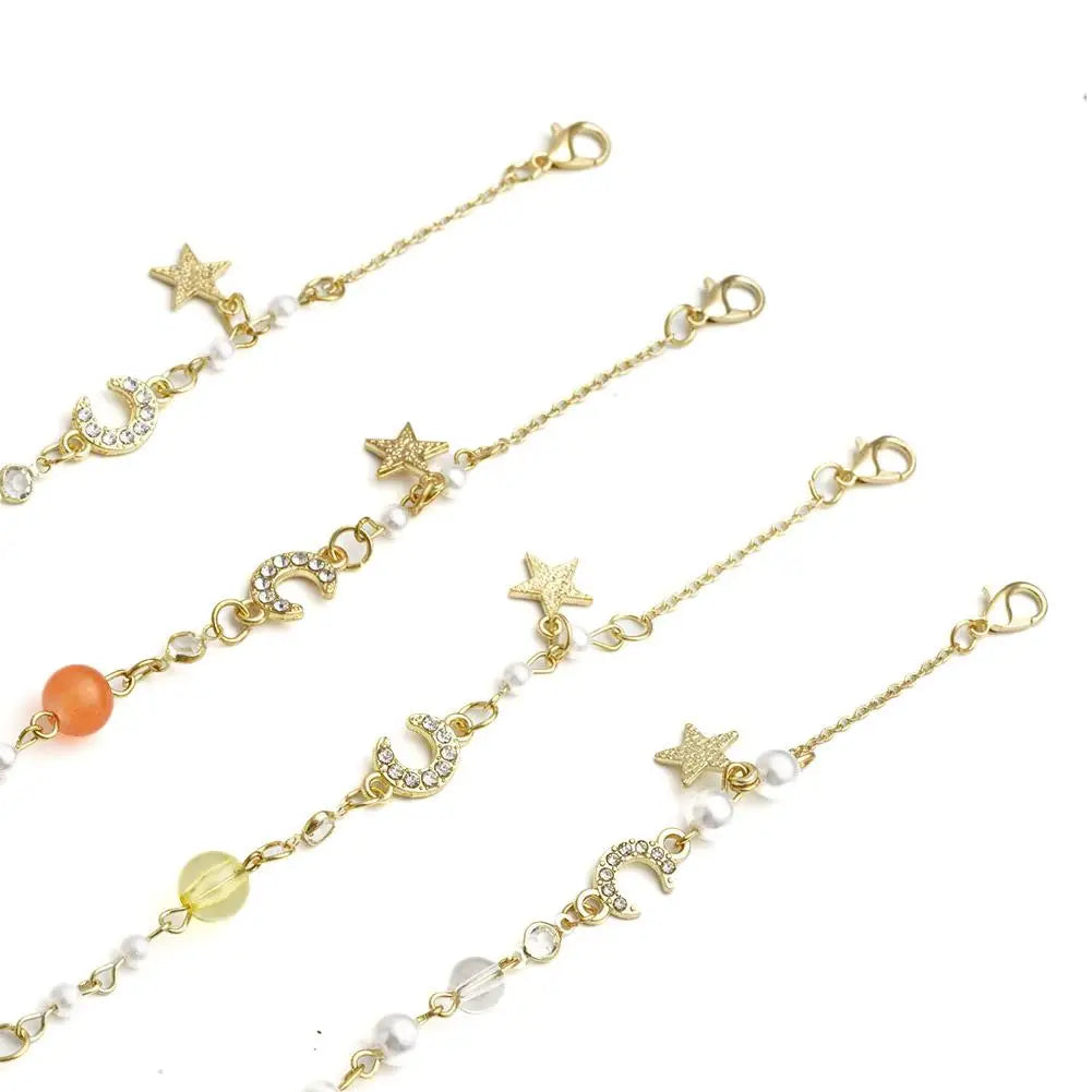 Korean Zircon Pearl Star Moon Bracelets For Women Cute Elegant Bow Adjustable Bracelet Bangle Girls Fashion Jewelry Party Gift