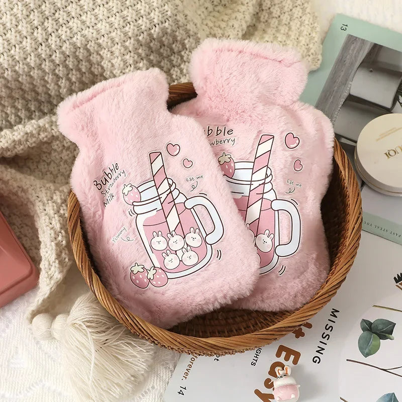 Hot Water Bag Thickened Explosion-Proof Plush Cartoon Large-Sized Warm Water Bag Botella De Agua Kawaii Water Bottle for Kids