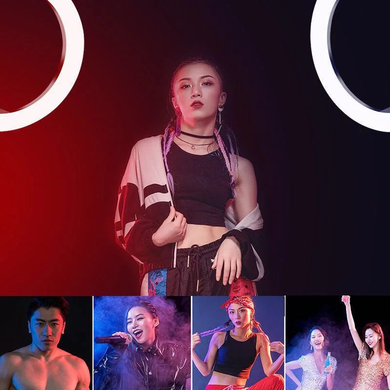 13" RGB Selfie Ring Light Tripod Stand Phone Holder Dimmable LED Ringlight for Live Stream/Makeup/YouTube/Photography