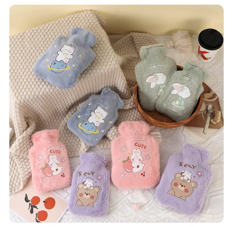 Hot Water Bag Thickened Explosion-Proof Plush Cartoon Large-Sized Warm Water Bag Botella De Agua Kawaii Water Bottle for Kids