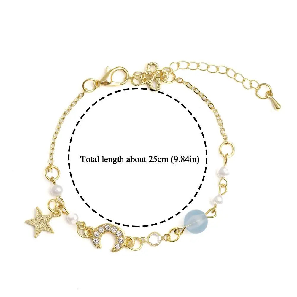 Korean Zircon Pearl Star Moon Bracelets For Women Cute Elegant Bow Adjustable Bracelet Bangle Girls Fashion Jewelry Party Gift