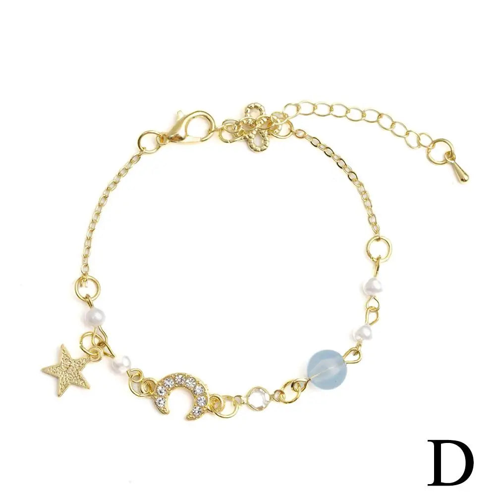 Korean Zircon Pearl Star Moon Bracelets For Women Cute Elegant Bow Adjustable Bracelet Bangle Girls Fashion Jewelry Party Gift