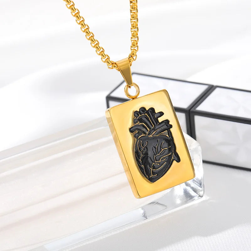 Popular Couple Heart Shaped Bead Chain Rock Style Pendant Necklace