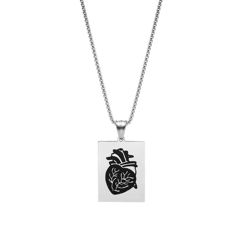 Popular Couple Heart Shaped Bead Chain Rock Style Pendant Necklace