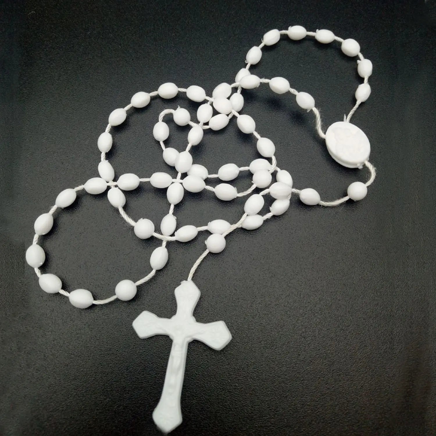 Luminous Glowing Rosary Necklace Plastic Catholic Cross Necklace Religious