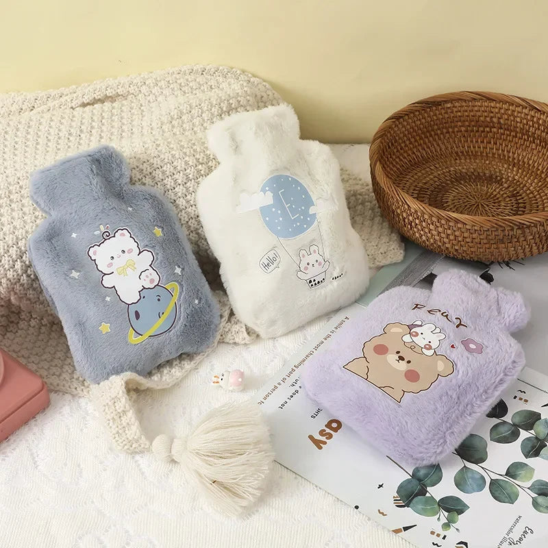 Hot Water Bag Thickened Explosion-Proof Plush Cartoon Large-Sized Warm Water Bag Botella De Agua Kawaii Water Bottle for Kids