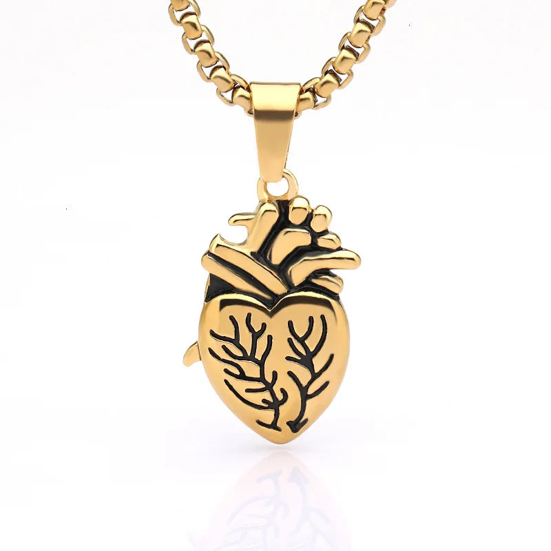 Popular Couple Heart Shaped Bead Chain Rock Style Pendant Necklace