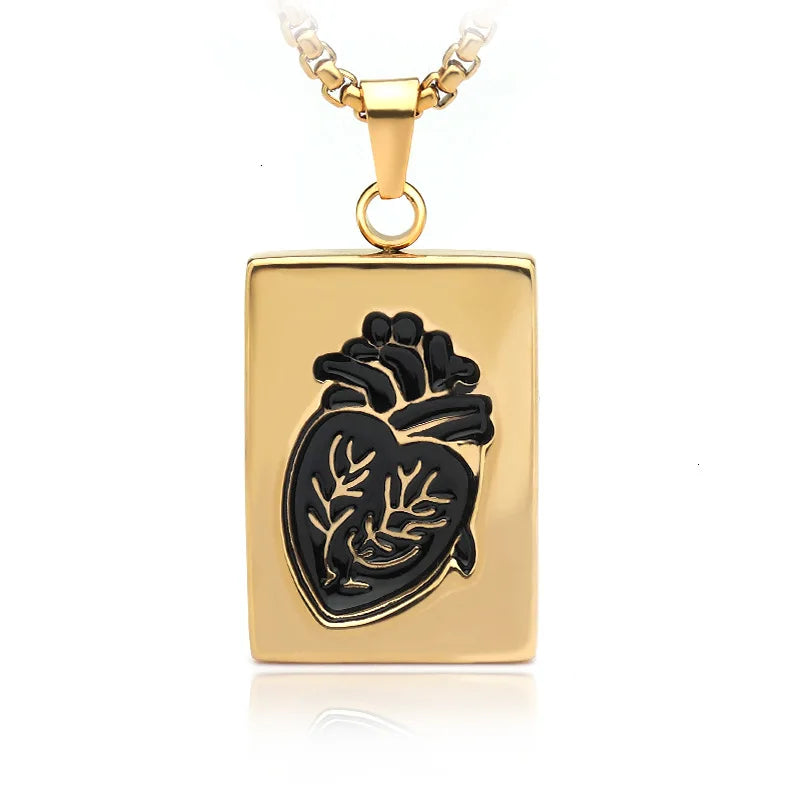 Popular Couple Heart Shaped Bead Chain Rock Style Pendant Necklace