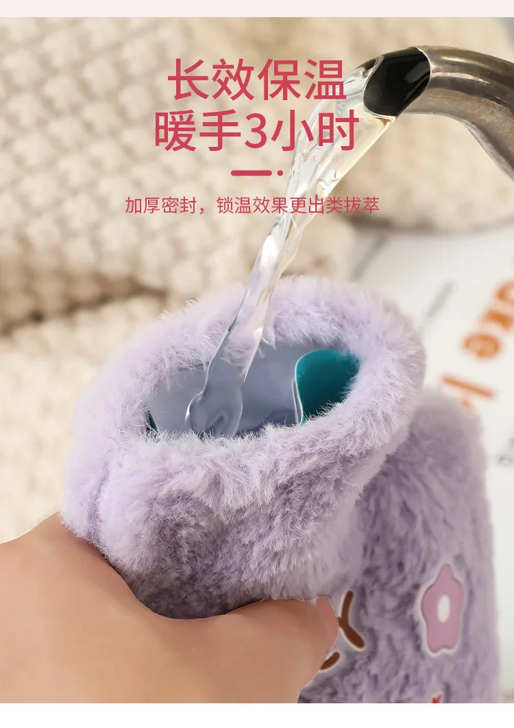 Hot Water Bag Thickened Explosion-Proof Plush Cartoon Large-Sized Warm Water Bag Botella De Agua Kawaii Water Bottle for Kids