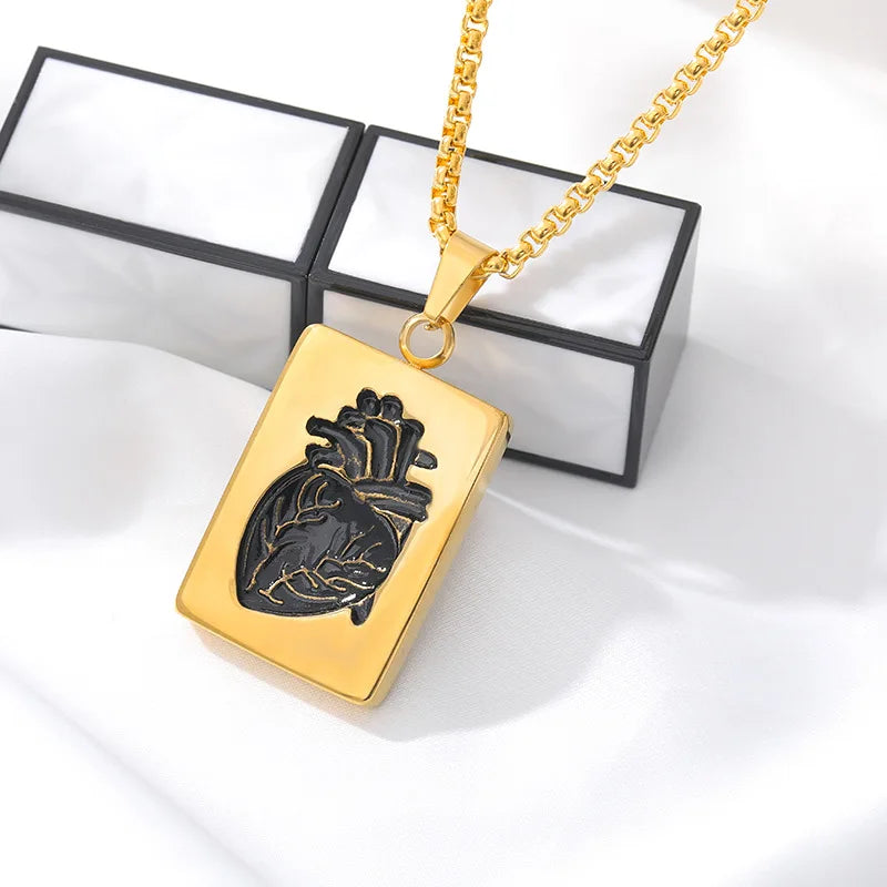 Popular Couple Heart Shaped Bead Chain Rock Style Pendant Necklace