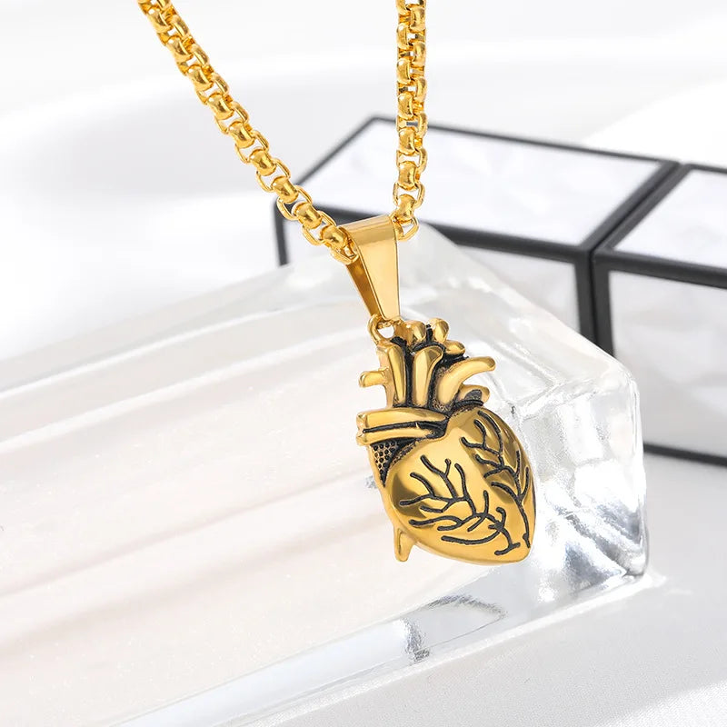 Popular Couple Heart Shaped Bead Chain Rock Style Pendant Necklace