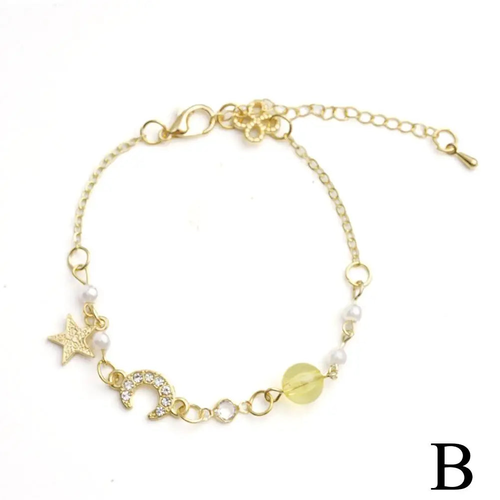 Korean Zircon Pearl Star Moon Bracelets For Women Cute Elegant Bow Adjustable Bracelet Bangle Girls Fashion Jewelry Party Gift