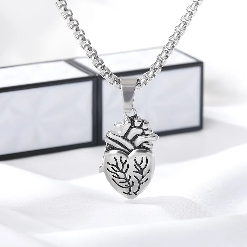 Popular Couple Heart Shaped Bead Chain Rock Style Pendant Necklace