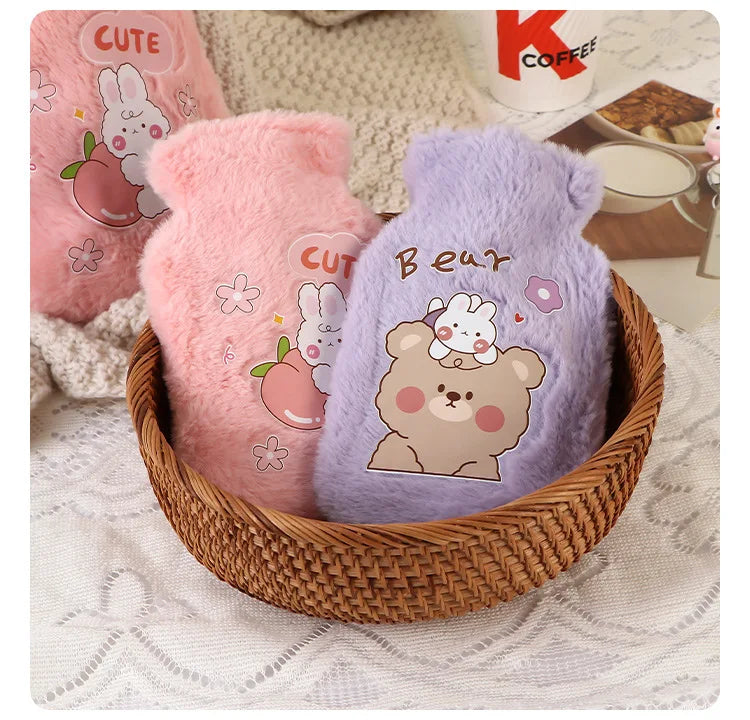Hot Water Bag Thickened Explosion-Proof Plush Cartoon Large-Sized Warm Water Bag Botella De Agua Kawaii Water Bottle for Kids
