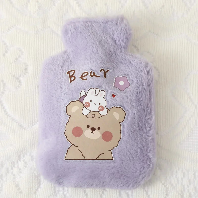 Hot Water Bag Thickened Explosion-Proof Plush Cartoon Large-Sized Warm Water Bag Botella De Agua Kawaii Water Bottle for Kids