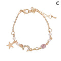 Korean Zircon Pearl Star Moon Bracelets For Women Cute Elegant Bow Adjustable Bracelet Bangle Girls Fashion Jewelry Party Gift