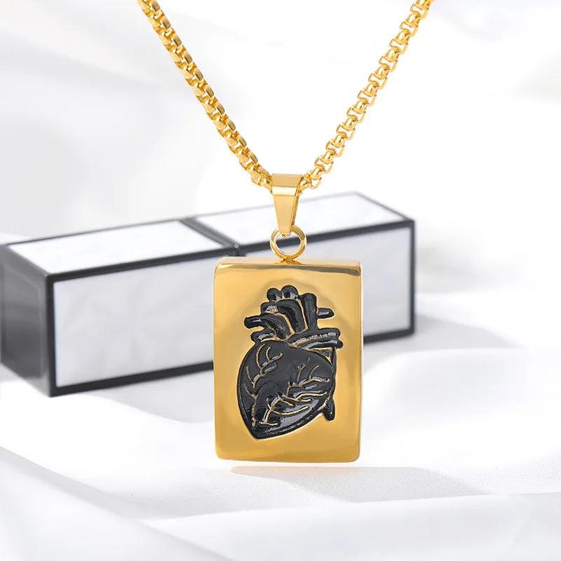 Popular Couple Heart Shaped Bead Chain Rock Style Pendant Necklace