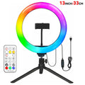 13" RGB Selfie Ring Light Tripod Stand Phone Holder Dimmable LED Ringlight for Live Stream/Makeup/YouTube/Photography