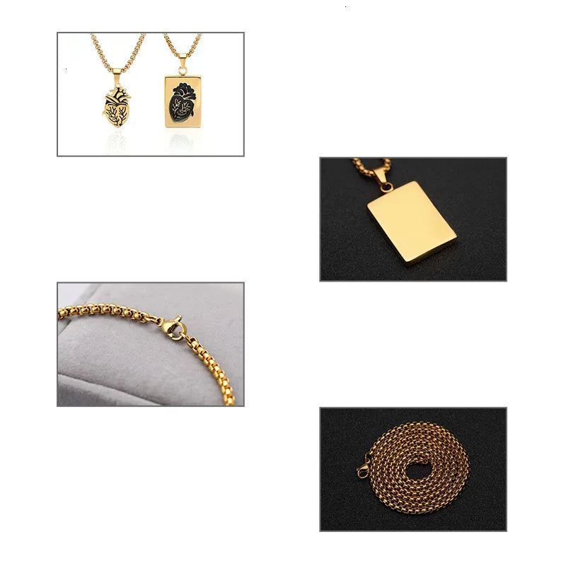 Popular Couple Heart Shaped Bead Chain Rock Style Pendant Necklace