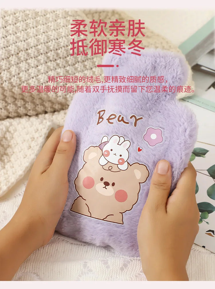 Hot Water Bag Thickened Explosion-Proof Plush Cartoon Large-Sized Warm Water Bag Botella De Agua Kawaii Water Bottle for Kids