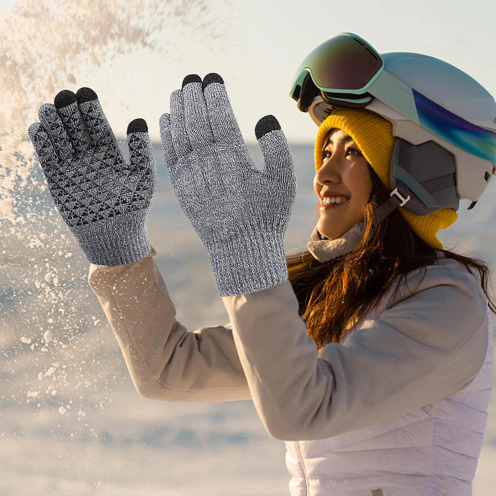 Rechargeable Electric Heated Gloves USB Heated Knitted Gloves Skiing Climbing Motorcycle Gloves Winter Cycling Glove for Outdoor