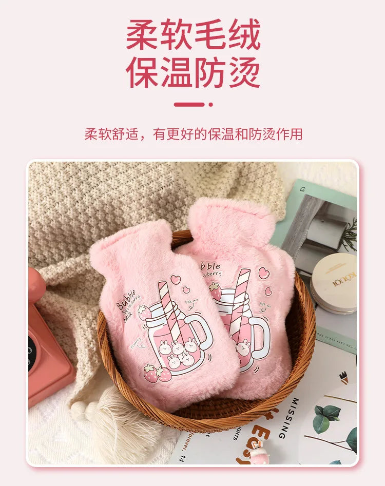 Hot Water Bag Thickened Explosion-Proof Plush Cartoon Large-Sized Warm Water Bag Botella De Agua Kawaii Water Bottle for Kids
