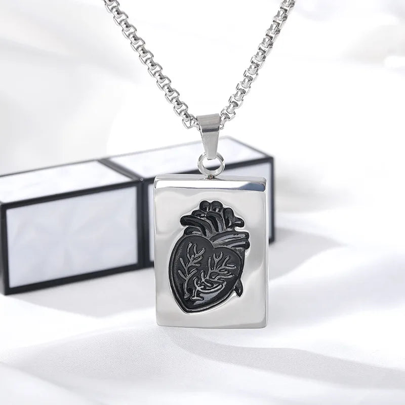 Popular Couple Heart Shaped Bead Chain Rock Style Pendant Necklace