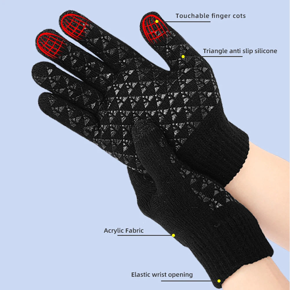 Rechargeable Electric Heated Gloves USB Heated Knitted Gloves Skiing Climbing Motorcycle Gloves Winter Cycling Glove for Outdoor