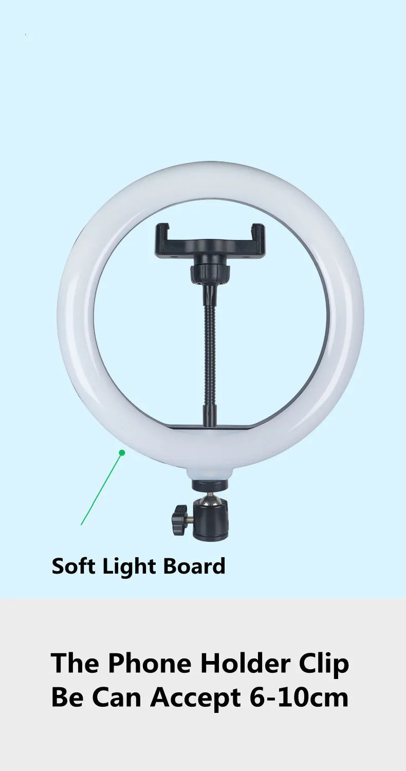 13" RGB Selfie Ring Light Tripod Stand Phone Holder Dimmable LED Ringlight for Live Stream/Makeup/YouTube/Photography