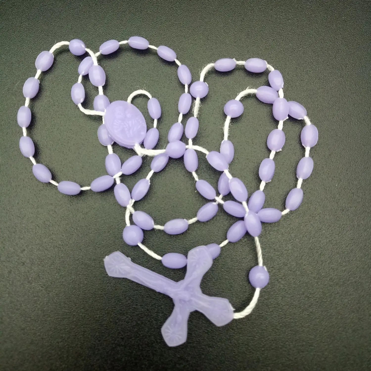 Luminous Glowing Rosary Necklace Plastic Catholic Cross Necklace Religious