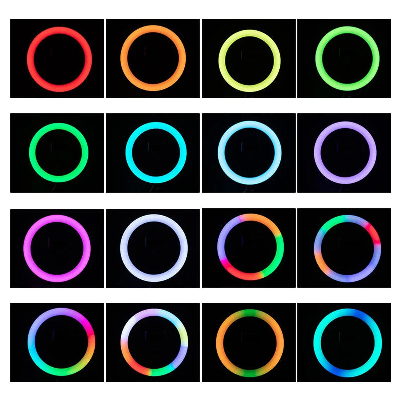 13" RGB Selfie Ring Light Tripod Stand Phone Holder Dimmable LED Ringlight for Live Stream/Makeup/YouTube/Photography