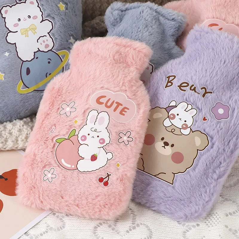 Hot Water Bag Thickened Explosion-Proof Plush Cartoon Large-Sized Warm Water Bag Botella De Agua Kawaii Water Bottle for Kids